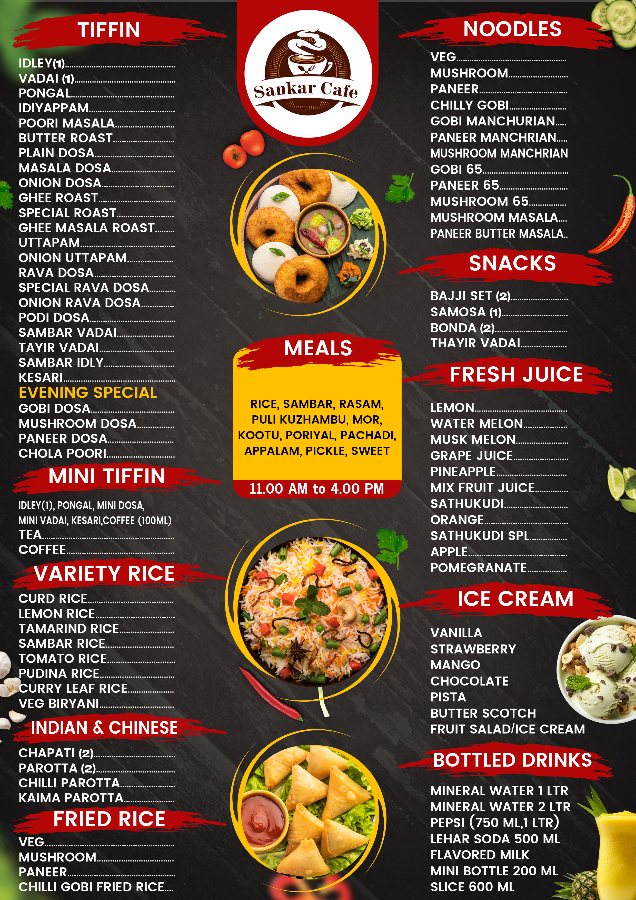 sankar cafe menu